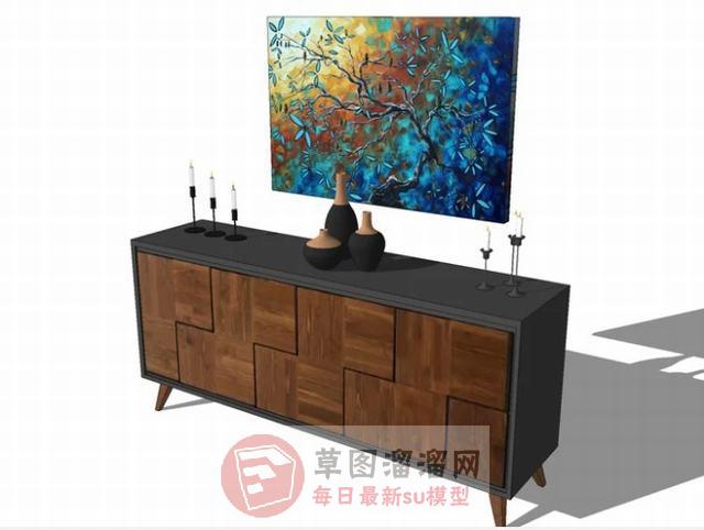 边桌柜花瓶蜡烛台SU模型