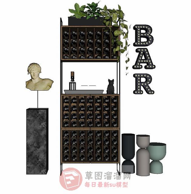 装饰酒柜酒架SU模型