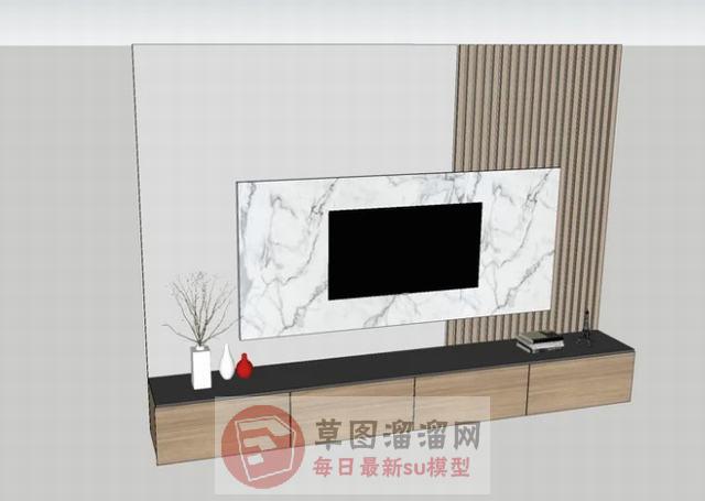 电视柜花瓶电视墙SU模型