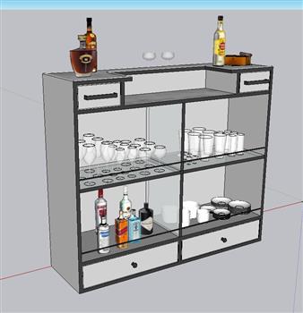 酒柜柜子酒瓶SU模型