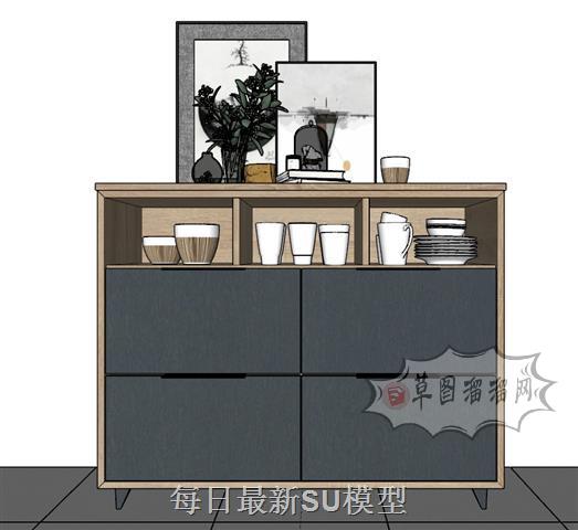 装饰柜边桌柜柜子SU模型