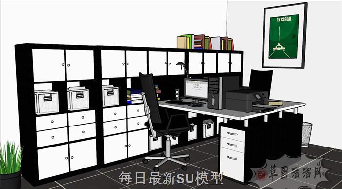 办公桌办公柜办公SU模型