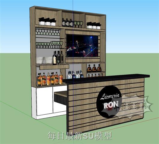 酒吧吧台酒瓶SU模型