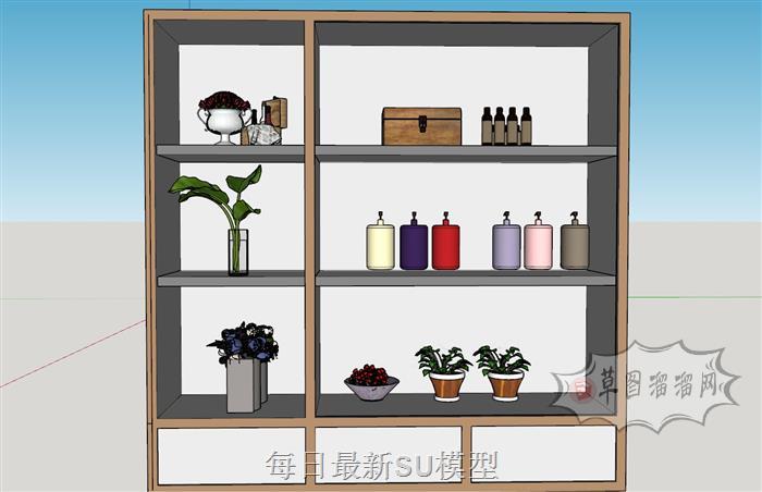 置物柜书柜柜子SU模型