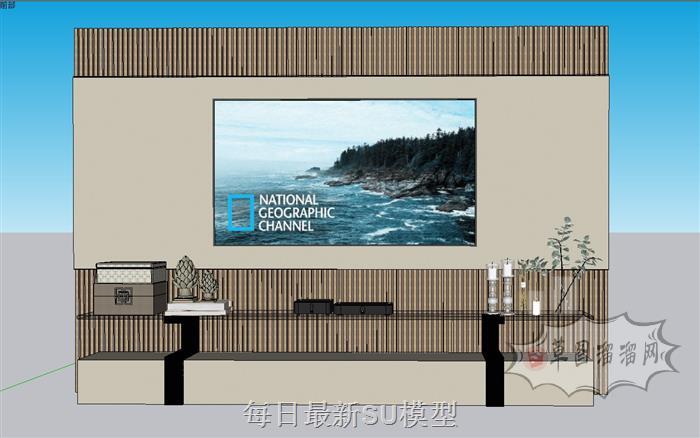 电视柜电视墙SU模型