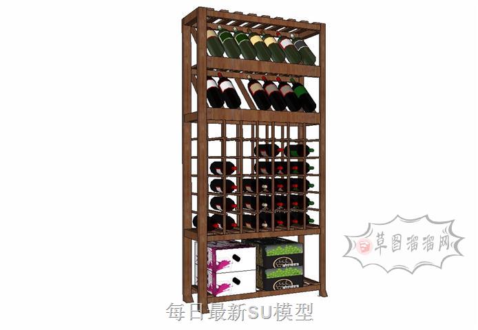 酒柜酒架酒格子SU模型