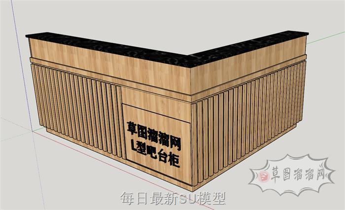 L型收银台前台柜SU模型