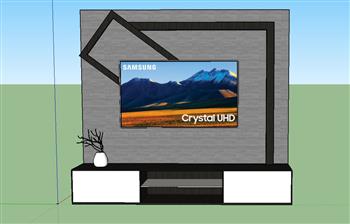 电视柜电视墙SU模型 免费sketchup模型下载
