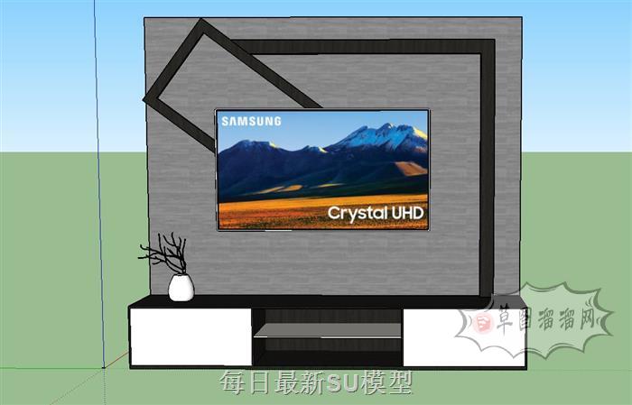电视柜电视墙SU模型