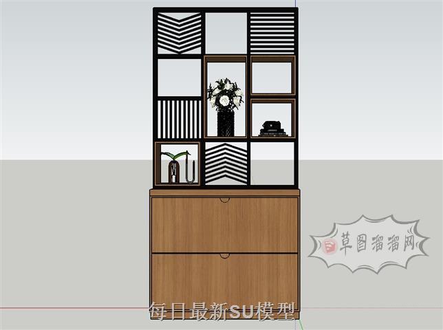 隔断柜装饰柜花瓶SU模型