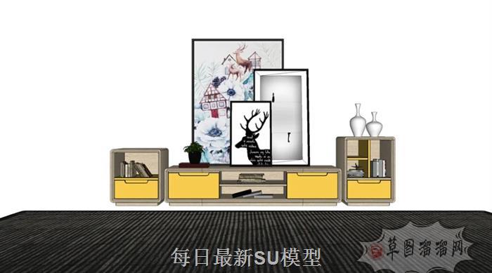 北欧矮柜装饰柜SU模型