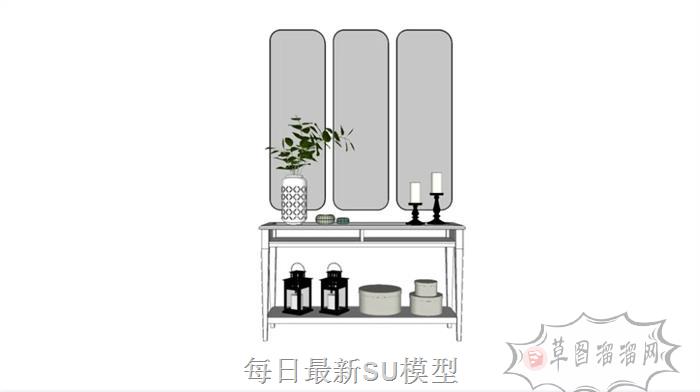边桌柜装饰柜家具SU模型