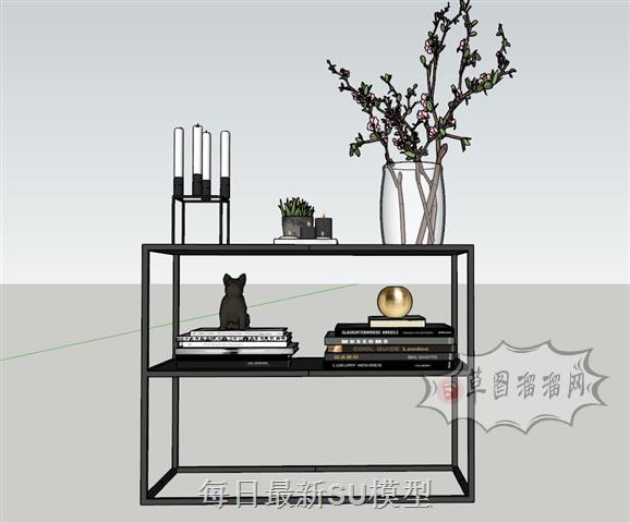 装饰架花瓶书本SU模型