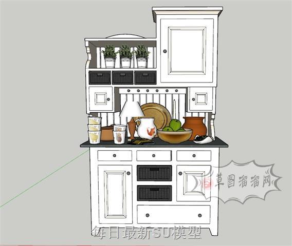 工作台操作台装饰柜SU模型