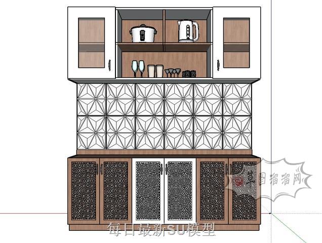 工作台装饰柜咖啡柜SU模型