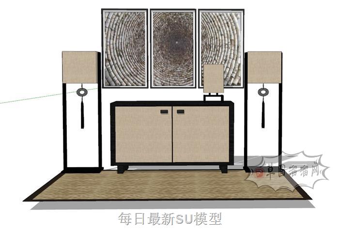 中式玄关柜柜子SU模型