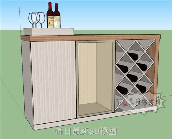 格子酒柜酒架SU模型