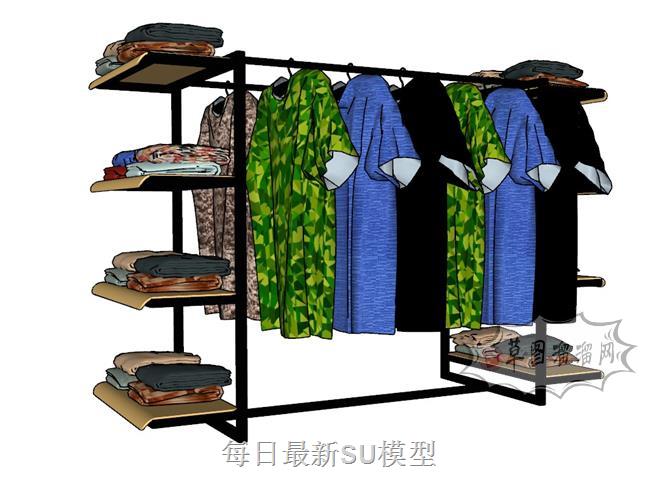 晾衣架衣帽架晾衣杆SU模型