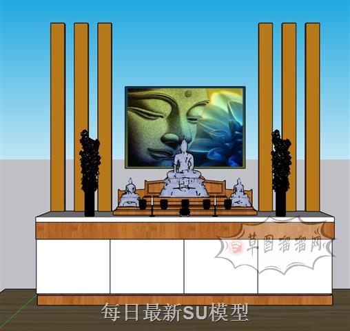 佛堂柜子家具SU模型