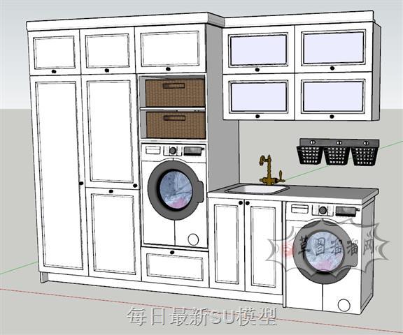 洗衣柜柜子洗衣机SU模型