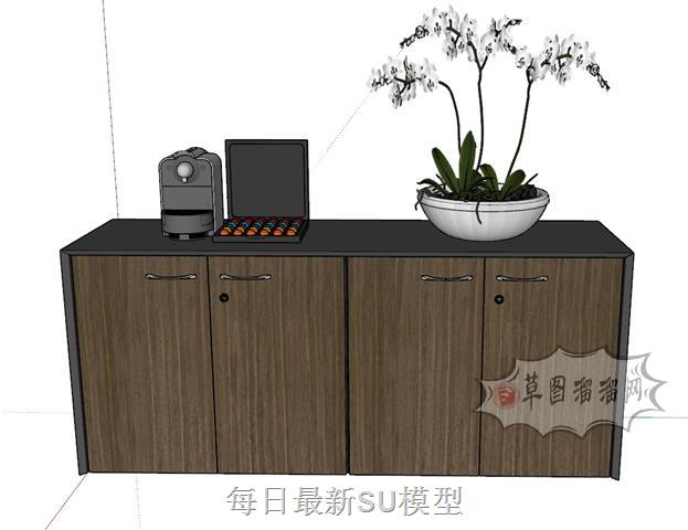 边桌柜花盆SU模型