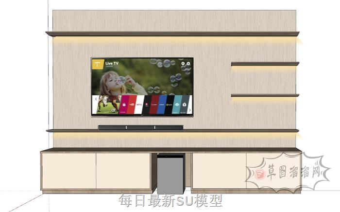 电视柜电视墙SU模型