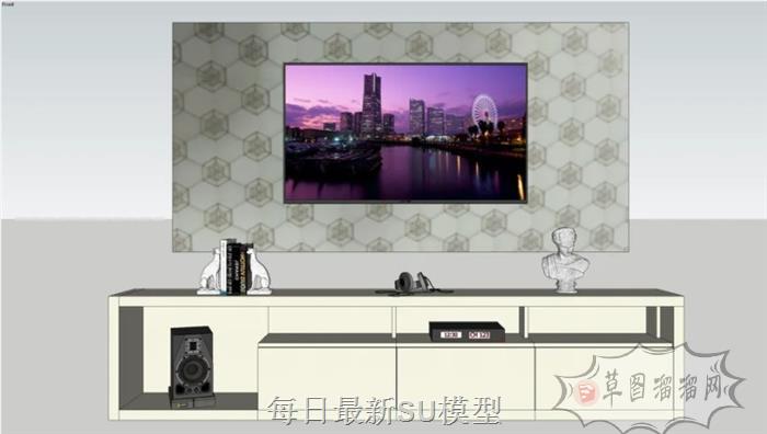 电视柜电视机SU模型