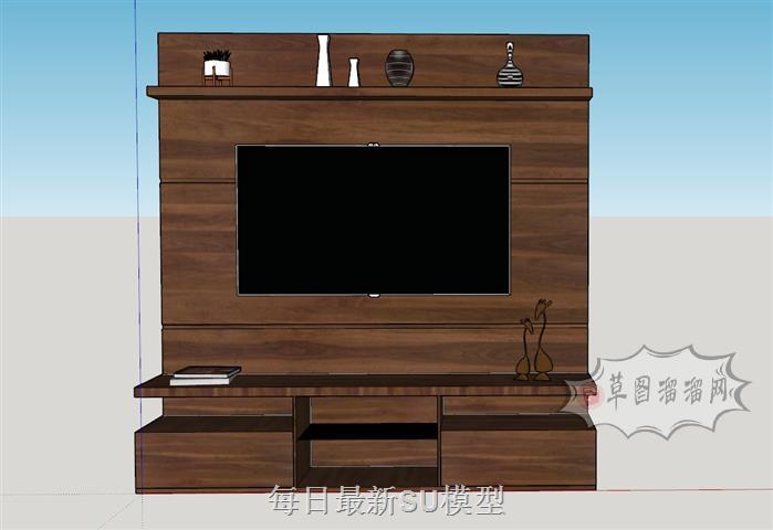 电视柜电视墙工艺品SU模型