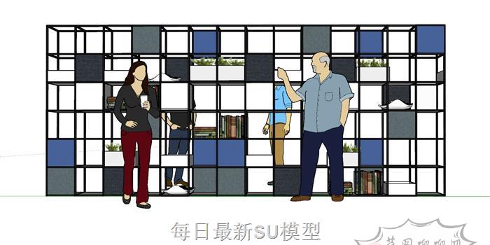 办公置物柜绿植柜SU模型