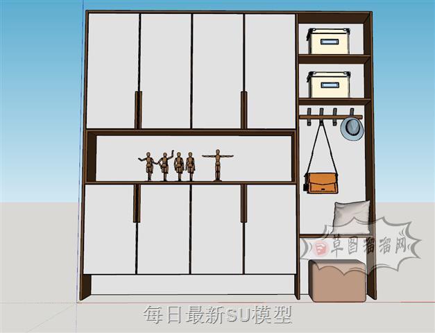 进门换鞋鞋柜SU模型