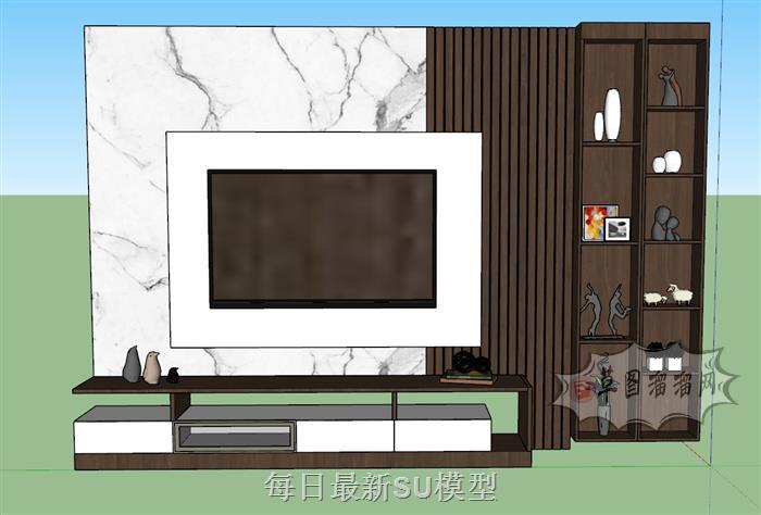 电视柜电视墙SU模型