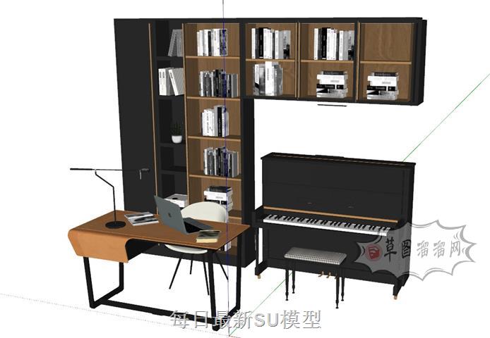 办公桌书桌书柜SU模型