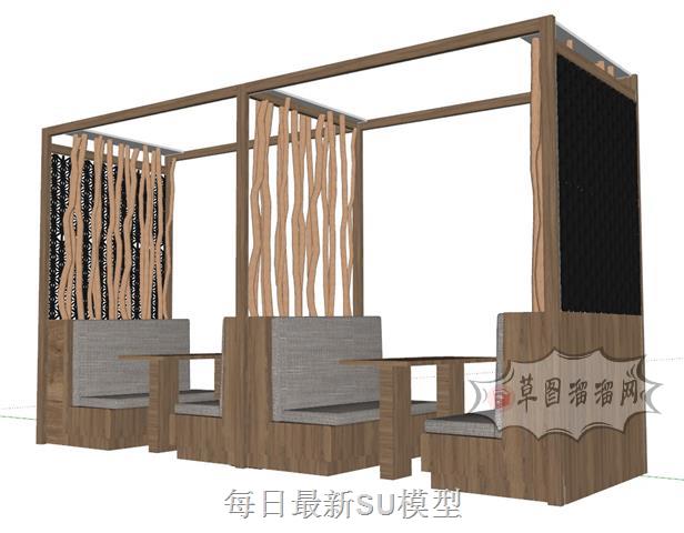 卡座桌椅SU模型