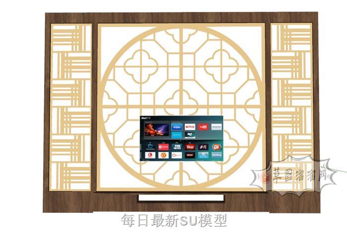 电视墙电视柜SU模型
