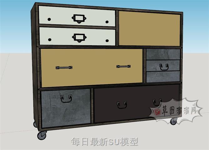 工业风装饰柜边桌柜SU模型
