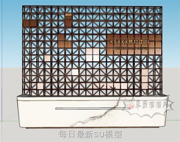 售楼中心前台柜接待台SU模型