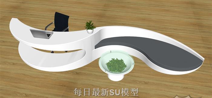 S形前台柜接待柜SU模型