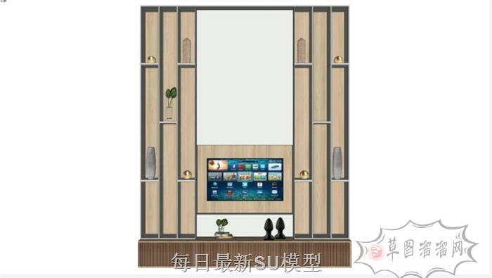 电视柜电视背景墙SU模型