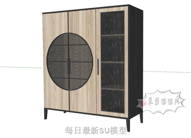 中式餐柜收藏柜SU模型