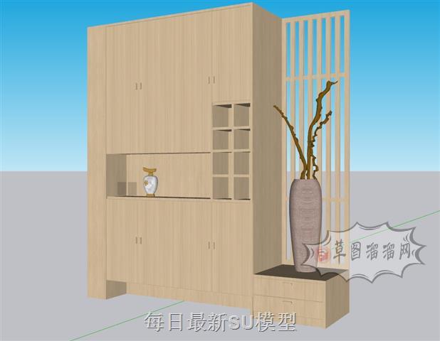 日式隔断柜装饰柜SU模型