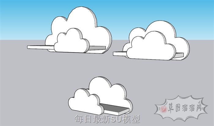 云朵置物架墙饰SU模型