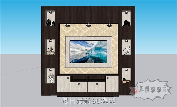 电视柜电视墙SU模型