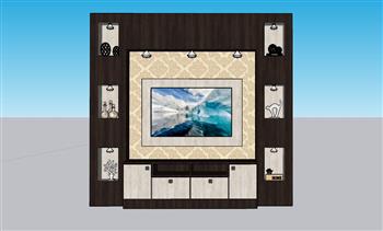 电视柜电视墙SU模型