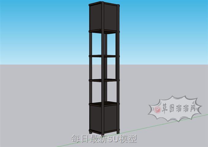 中式长方形柱柜SU模型