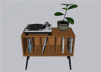 边柜花盆打碟机SU模型