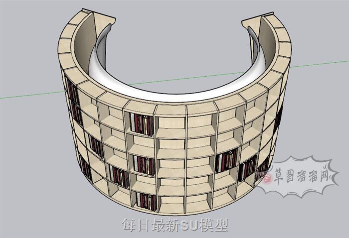 圆弧形书架卡座SU模型