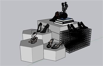服装店鞋子展示柜SU模型