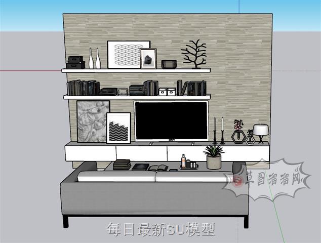 客厅电视柜SU模型