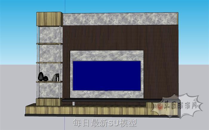 电视柜电视墙SU模型