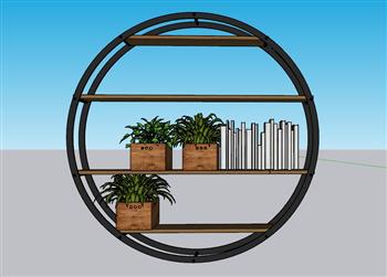 圆形花架植物架SU模型